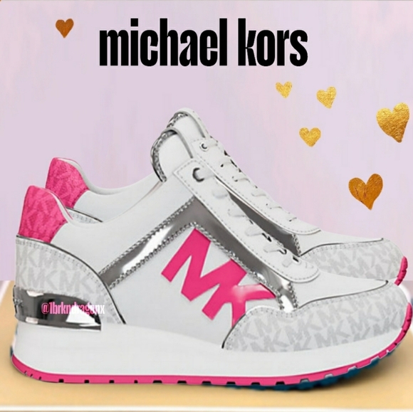 Michael Kors Sneakers Kicks Trainers BNIOB Daisy Silver White Trainer Gym Run - Picture 14 of 16